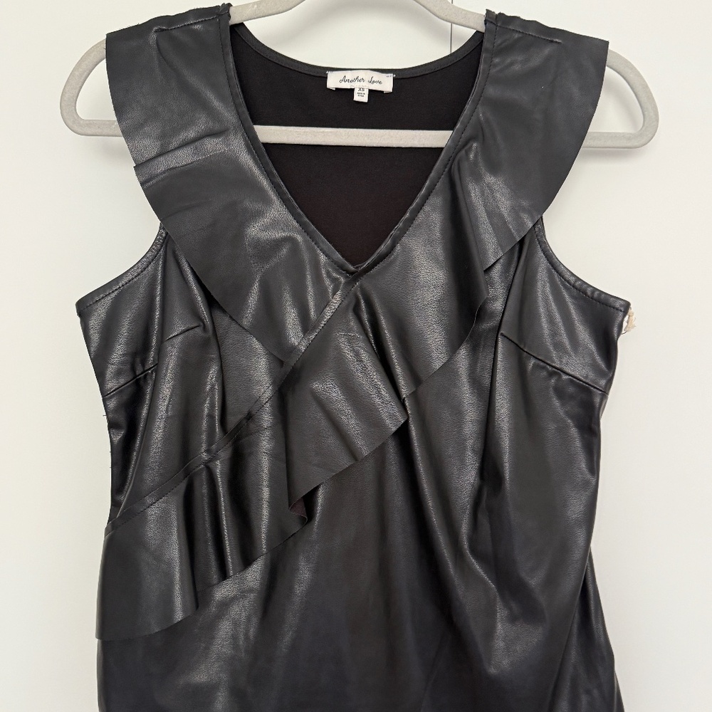 Another Love Black Sleeveless Vegan Leather Top Size XS - NWT